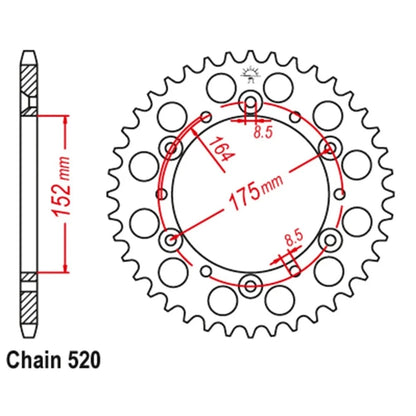 41 Tooth Rear Steel Sprocket for Yamaha Warrior 350 (1989–2004) JTR853.41a