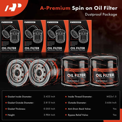 Set of 4 Engine Oil Filters for Silverado 4500 HD, Ram 1500 (2011–2023)