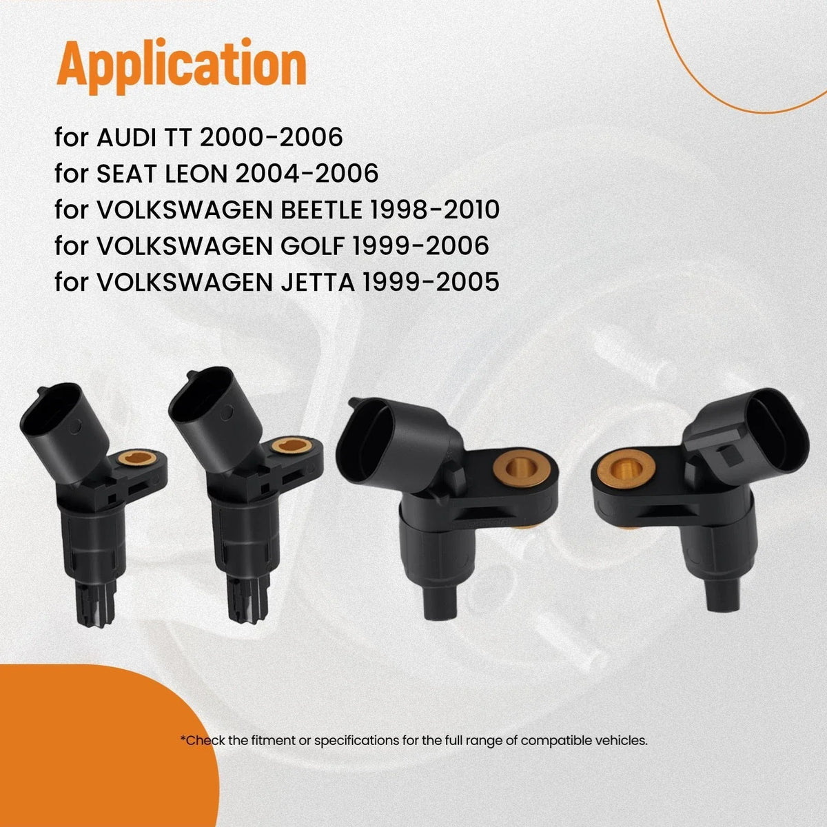 Set of 4 ABS Wheel Speed Sensors for Volkswagen Beetle Golf Jetta Audi TT (2000–2019)