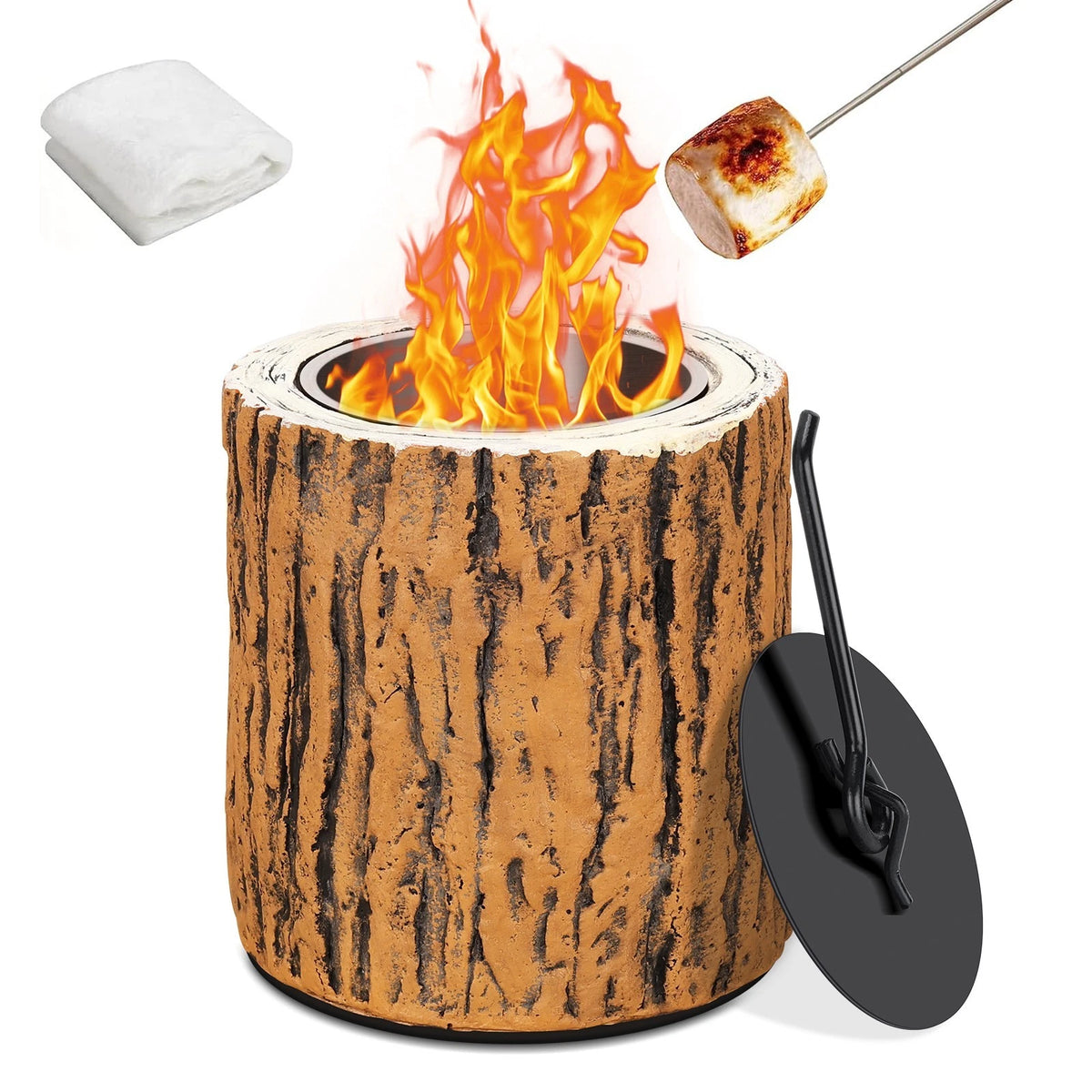 Tabletop Tree Stump Storage Decoration for Rustic Home Decor