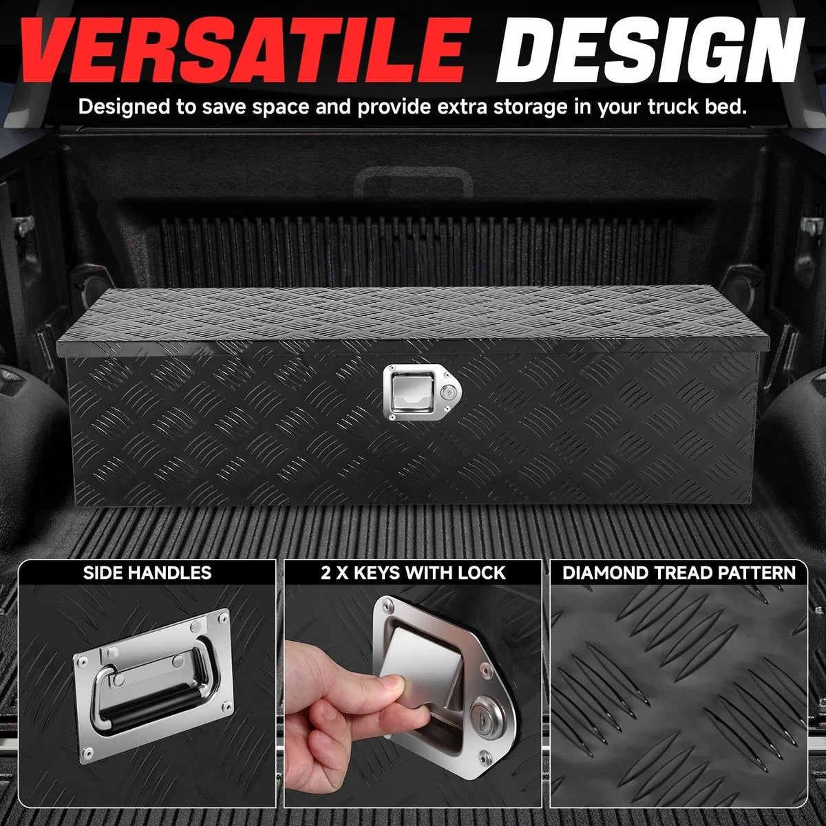 Recessed Side Handle Aluminum Tool Box for Universal Use (99cm x 34cm x 25.5cm)
