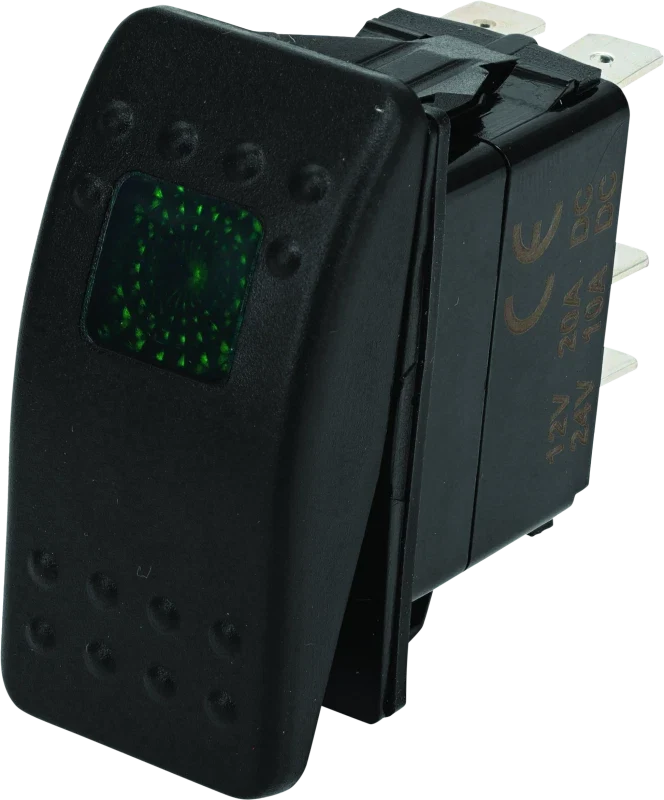 Lighted Rocker Switch for Universal Applications (On/Off, Green Lite)