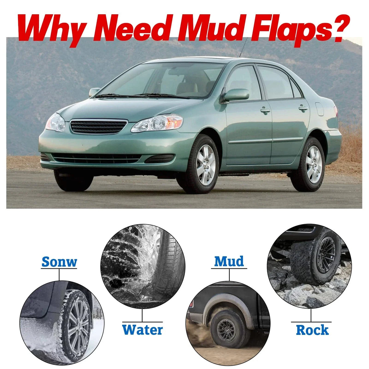 Set of 4 Mud Flaps Splash Guards for Toyota Corolla (2003–2008)