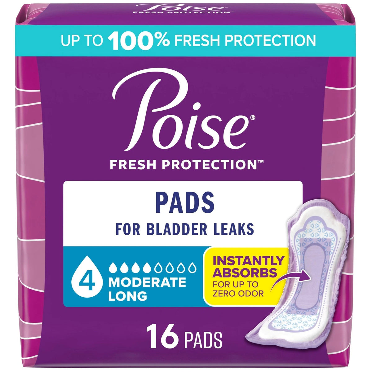 Set of 4 Poise Incontinence & Postpartum Pads for Bladder Leaks
