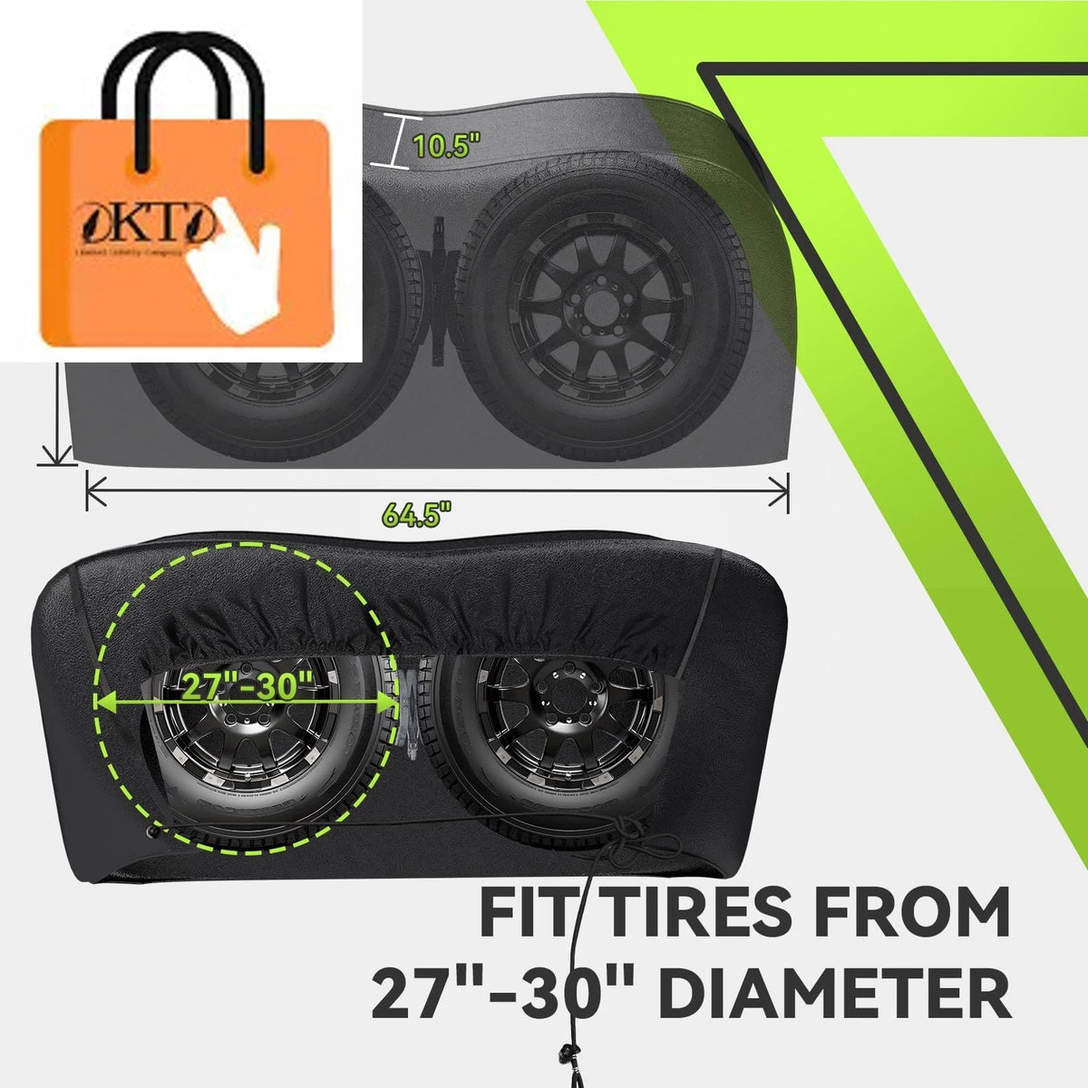 2X RV Tire Covers for Dual Axle (27"-30")