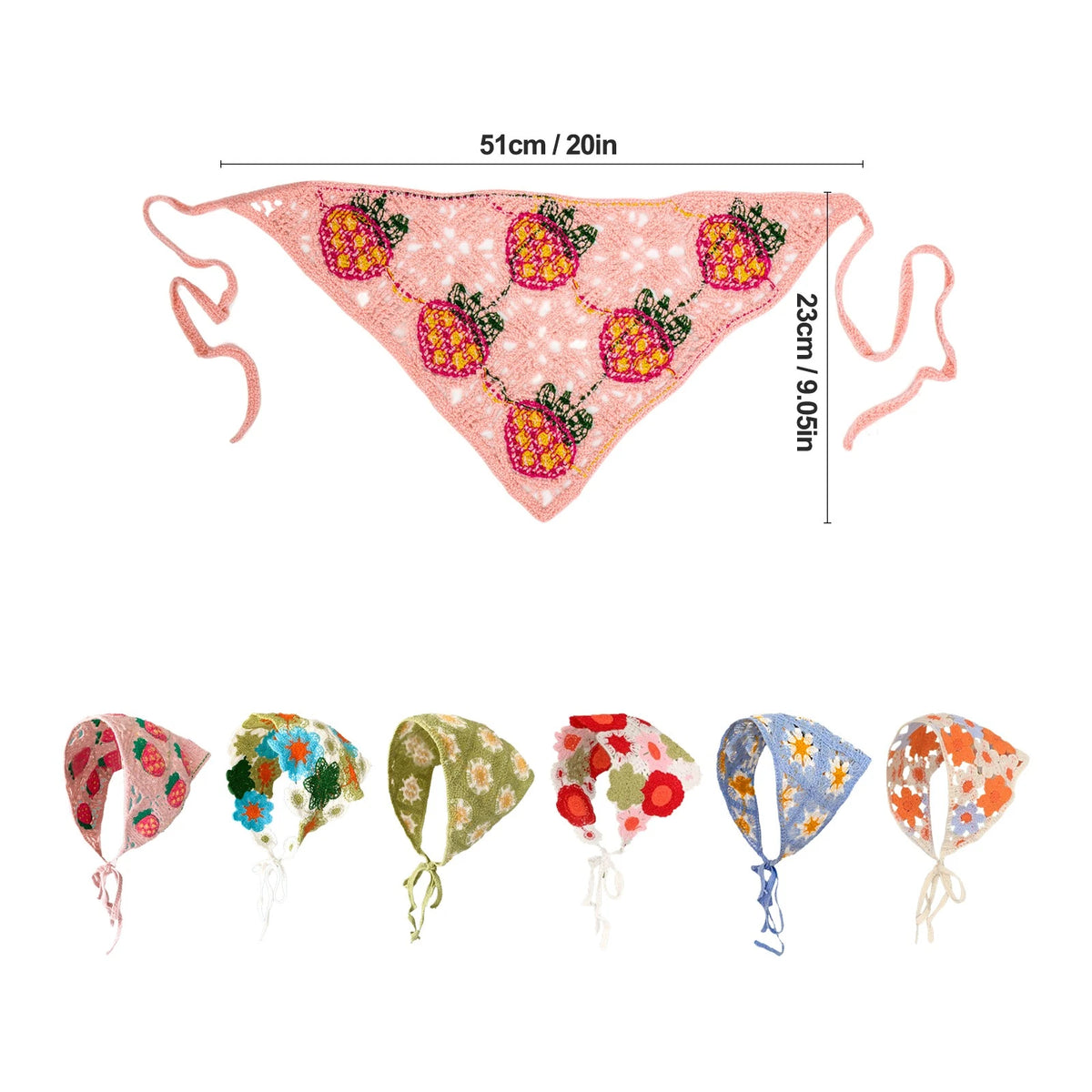 6X Women's Triangle Scarf Turban Hairbands Head Wraps for Party Picnic