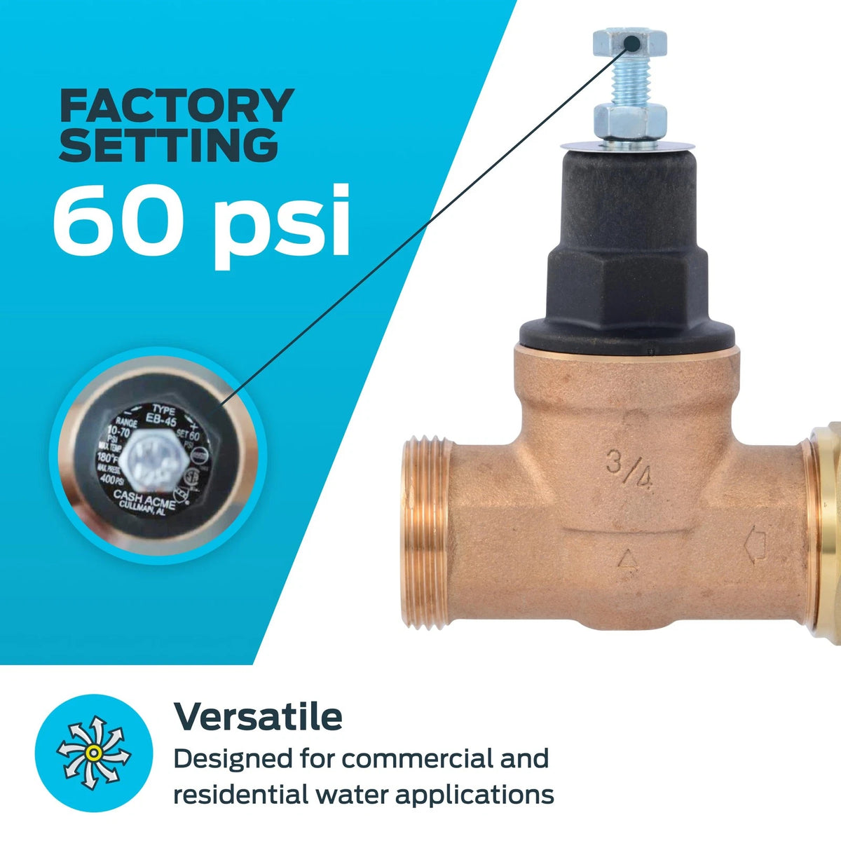 Cash Acme EB45 Pressure Regulating Valve for (3/4 in., Brass)