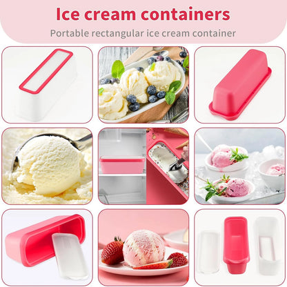 Ice Cream Containers Set of 2 for Universal Use (1.5 Quart, Pink & Green)