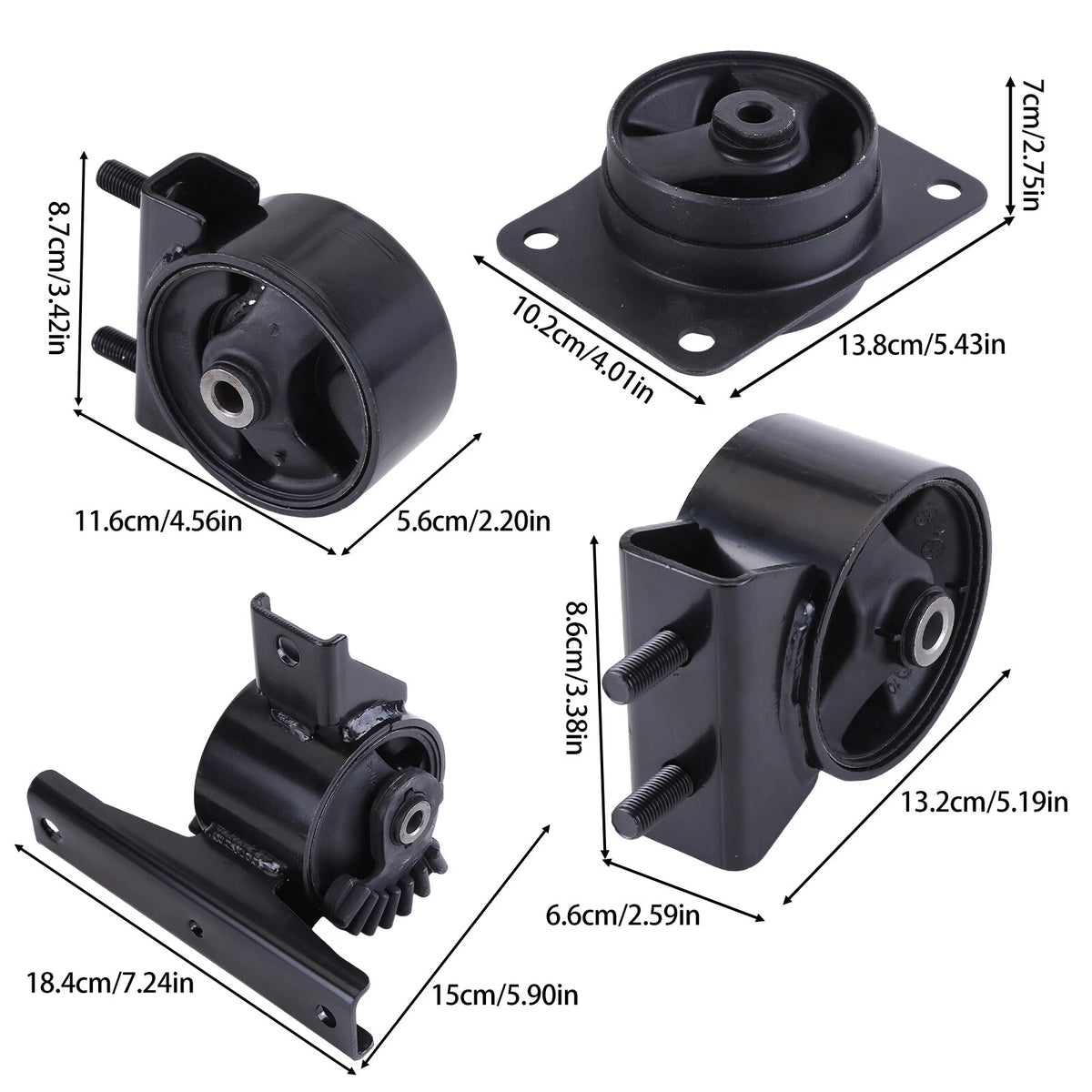 Engine Motor Mount Set of 4 for Suzuki Sx4 (2007–2009) 11710-80J00 11720-80J00 11610-80J00 11620-80J00