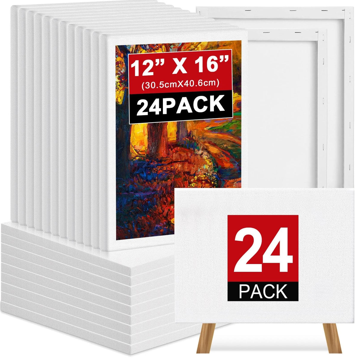 24 Pcs Stretched Canvas for Painting (Blank Cotton Canvases)