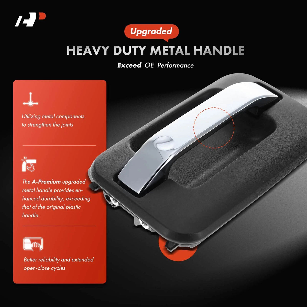 Front Metal Exterior Door Handle for Ford F-150 (2004–2008) 9L3Z1522404AA-HCHMT, 83321