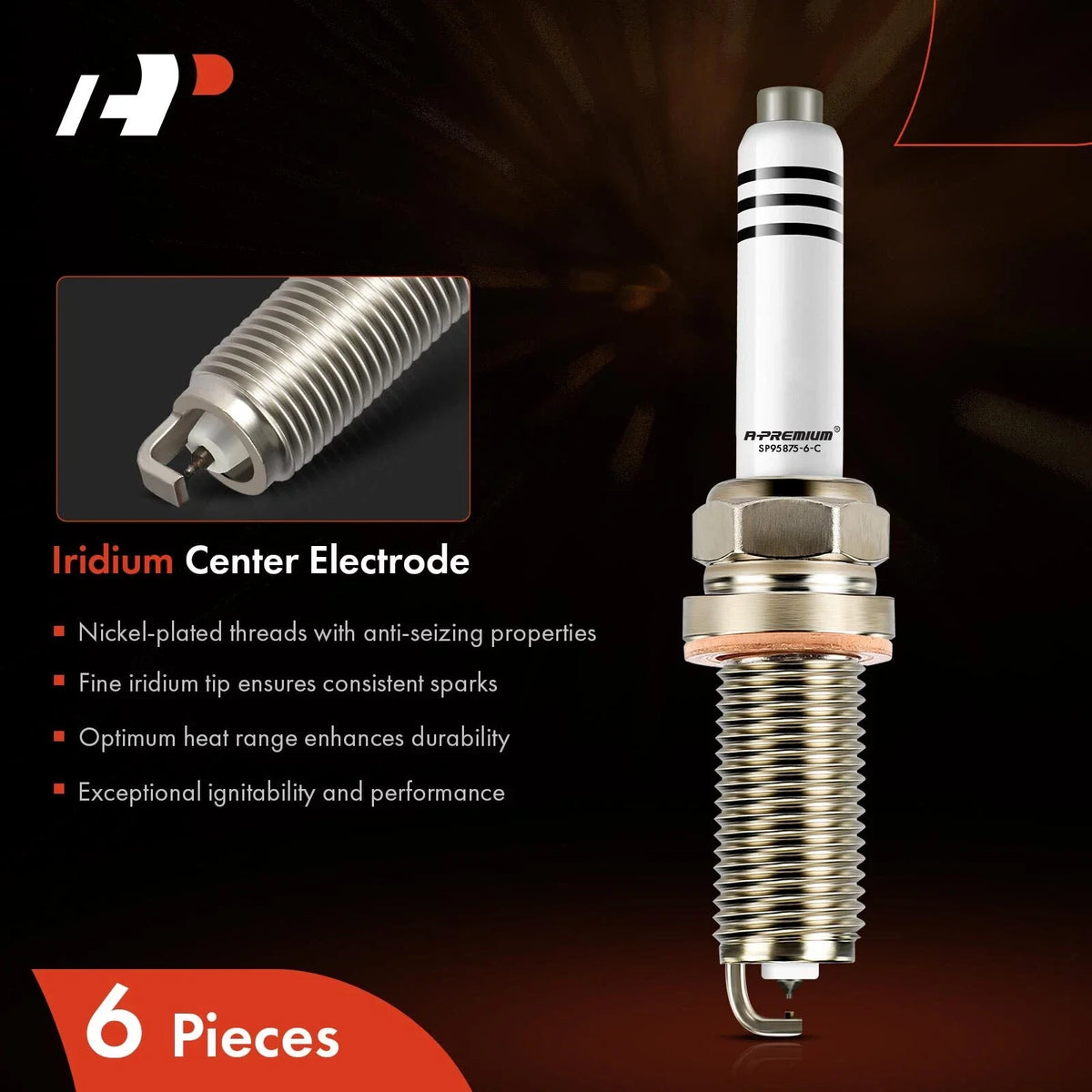 6x Iridium Platinum Spark Plugs for Mercedes-Benz C43 AMG (2017–2020)