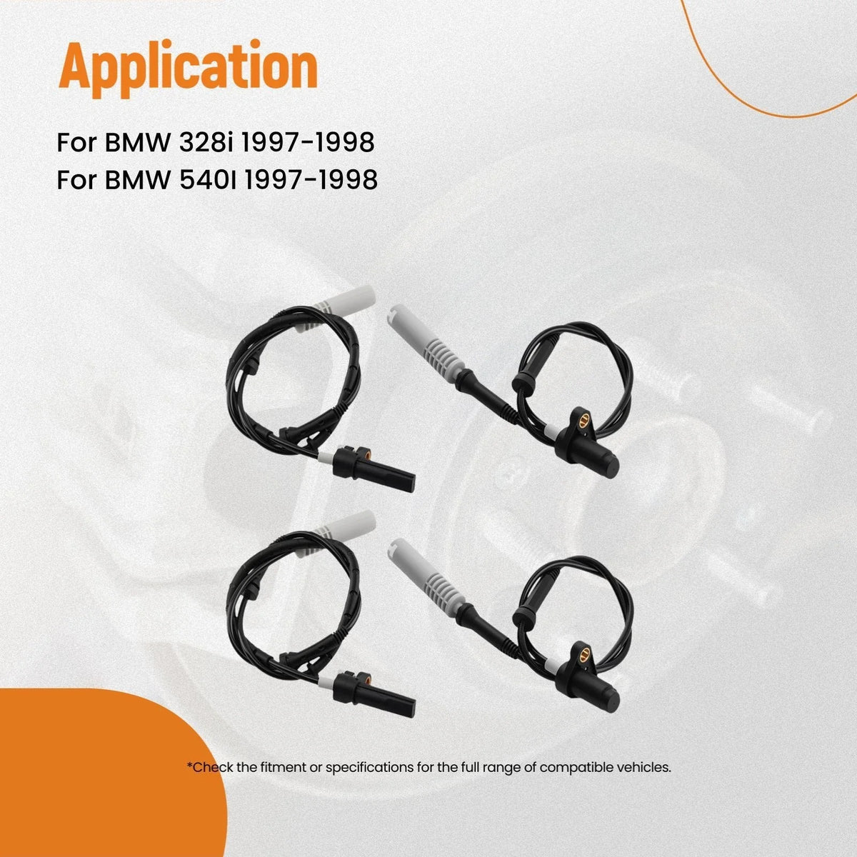 4X ABS Wheel Speed Sensor for BMW 528i 540i (1997–1998) 34521182160 34521182159