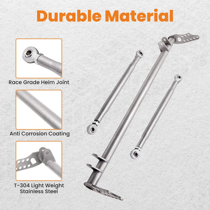 Set of 2 Front Traction Control Tie Bar Brace Kit for Honda Civic, Acura Integra