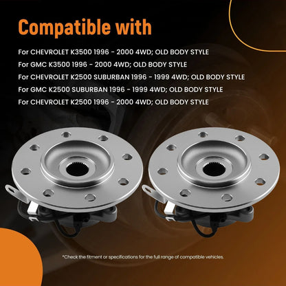 Set of 2 Front Wheel Hub & Bearing for GMC K2500 K3500 (1996–2000) WA515048