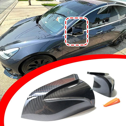 Carbon Fiber Side Rear View Mirror Cover Trim for Tesla Model 3 (2017–2023)