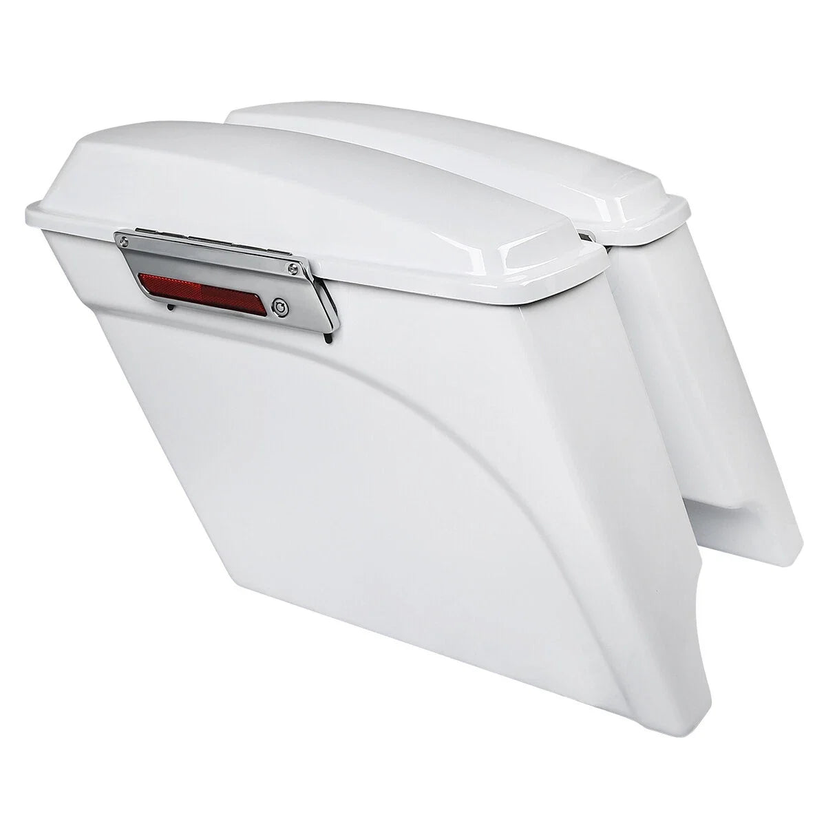 5" White Stretched Extended Hard Saddlebags for Harley Softail Fatboy (1984–2017)