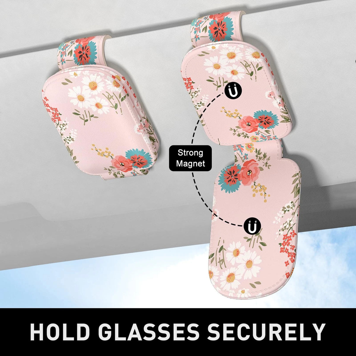 Sunglasses Holder for Car Visor (Magnetic Leather)