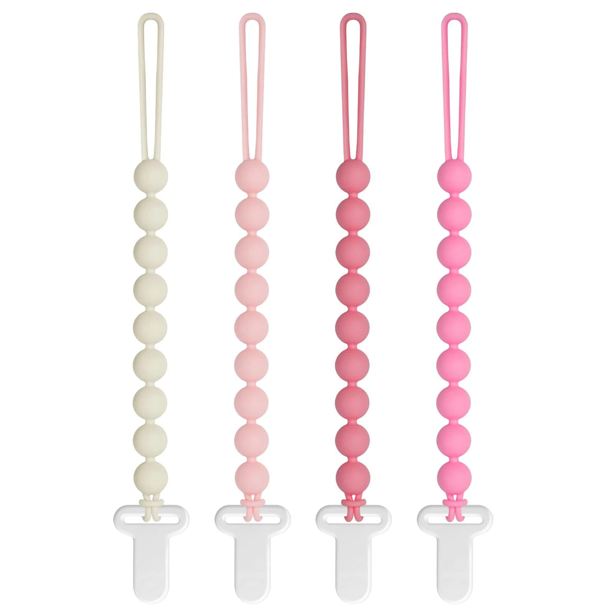4 Pack Silicone Pacifier Clips for Baby Girls - Pink A