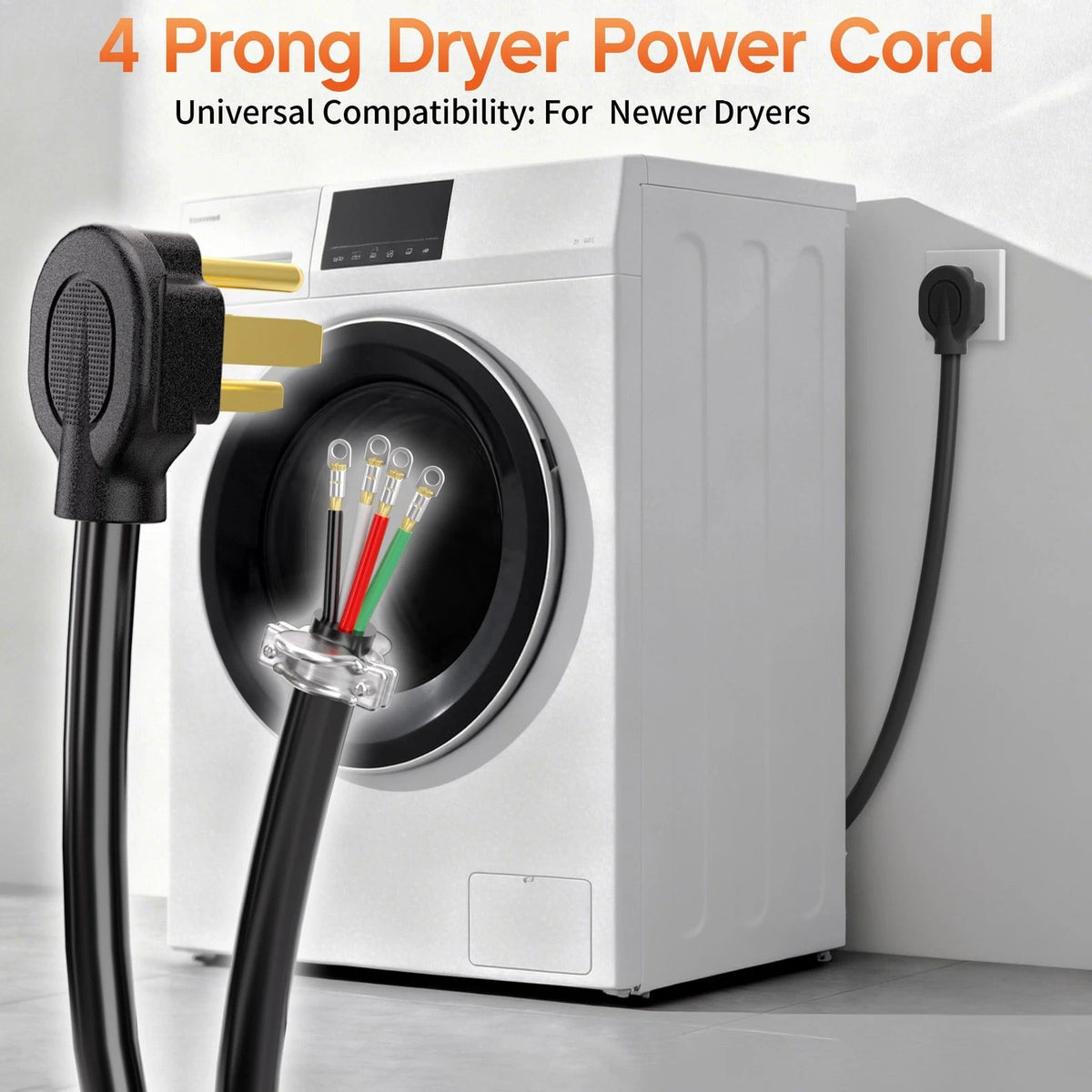 10 ft 4 Prong Dryer Cord for Dryer (30 Amp, 10 Gauge)