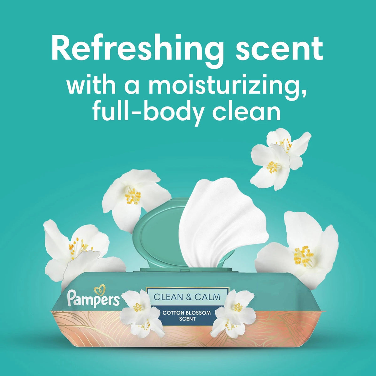 Pack of 6 Pampers Wipes Clean & Calm Cotton Blossom Scent 336 Count