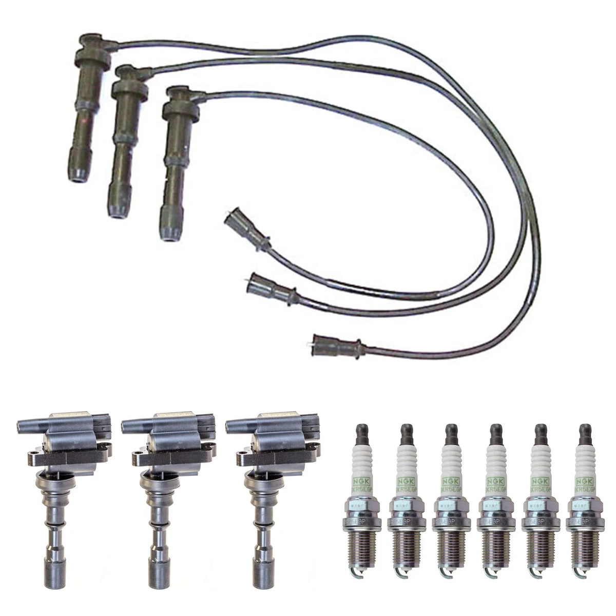 Set of 3 Ignition Coil Wires & 6 NGK Platinum Spark Plugs for Sedona (2002–2006)