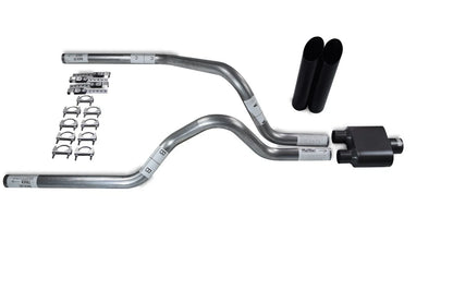 2.5" Dual Exhaust Kit for Dodge Dakota (1997–2005) - 1 Chamber Muffler, Black Tips