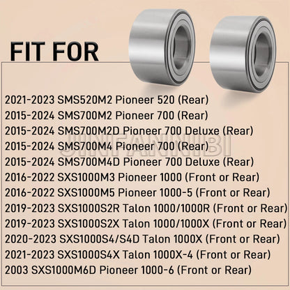4X Wheel Bearings Kit for Honda Pioneer 1000-5 (2016–2023) 91054-HL3-A41, 90651-HL3-A40