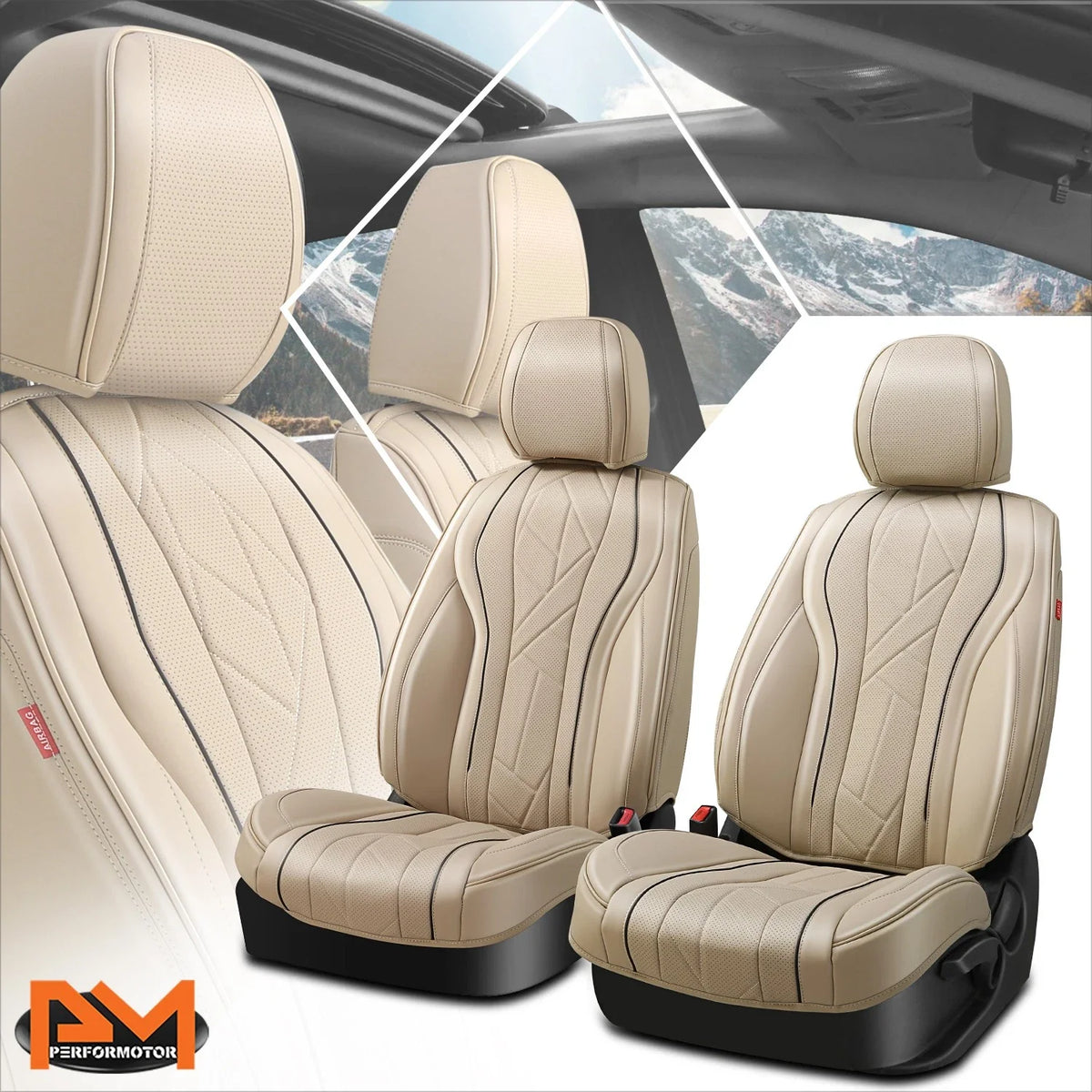 1st Front Row Bucket Seat Cover for Universal Fit - Beige