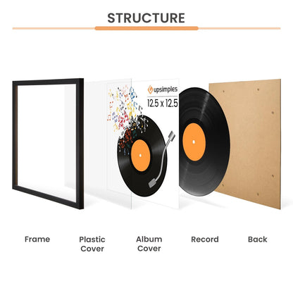 Set of 4 Vinyl Record Frames for 12-Inch Records (12.5x12.5) - Black