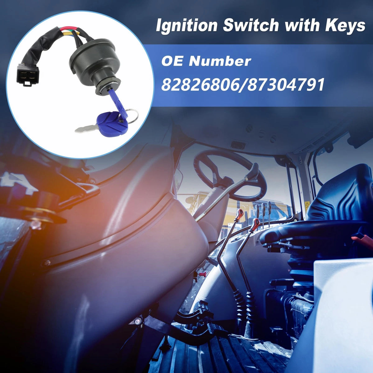4 Pin Ignition Key Switch for New Holland T45A TT50A TT60A