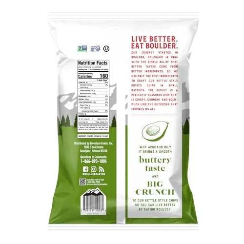 Pack of 12 Boulder Canyon Classic Sea Salt Flavored Potato Chips 5.25 oz