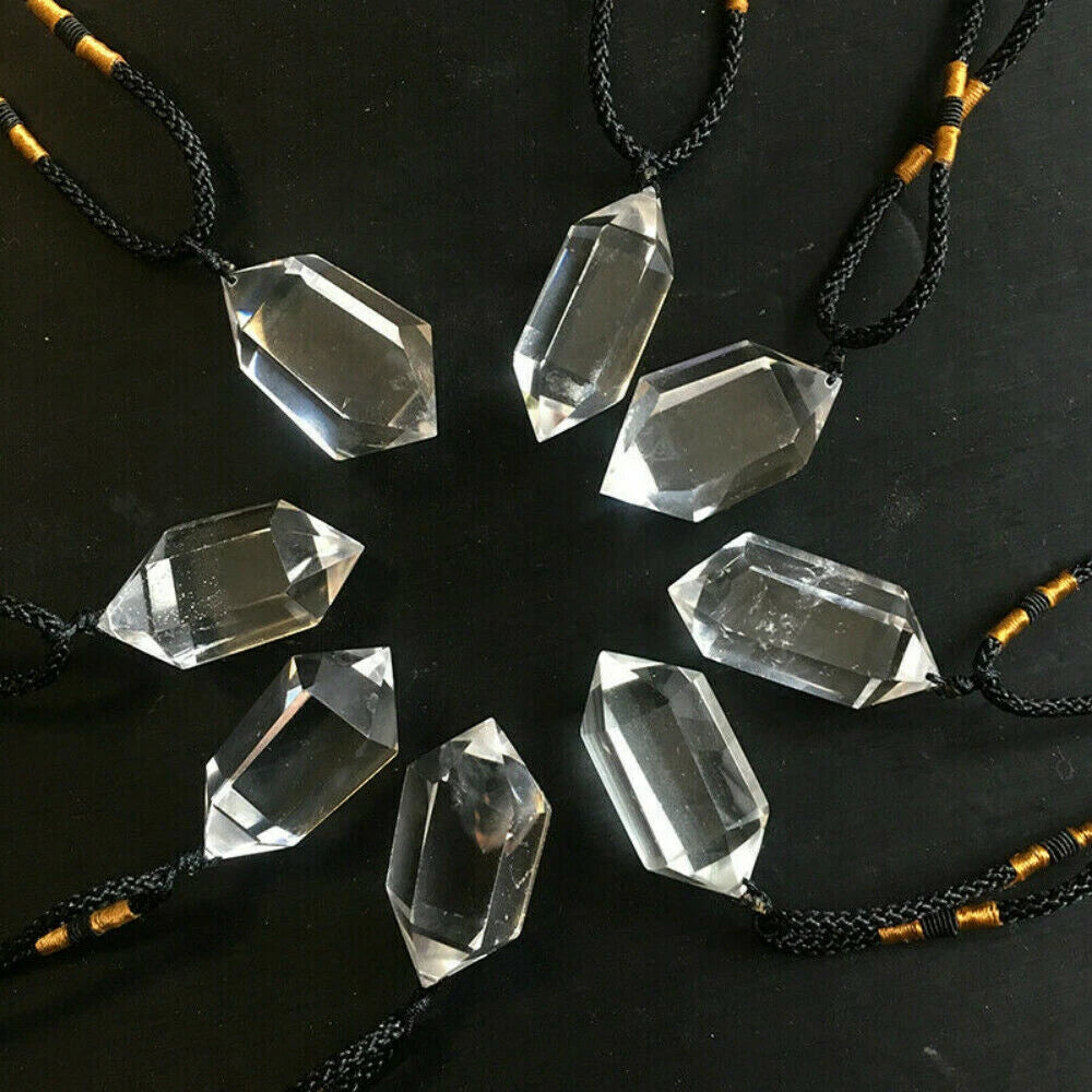 Natural Clear Quartz Crystal Pendant Necklace for Chakra Healing
