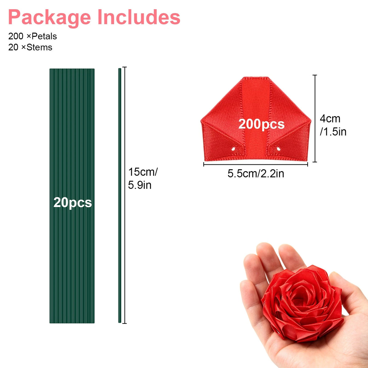 2X DIY Satin Rose Kit for Flower Making Craft (Makes 18-20 Roses)