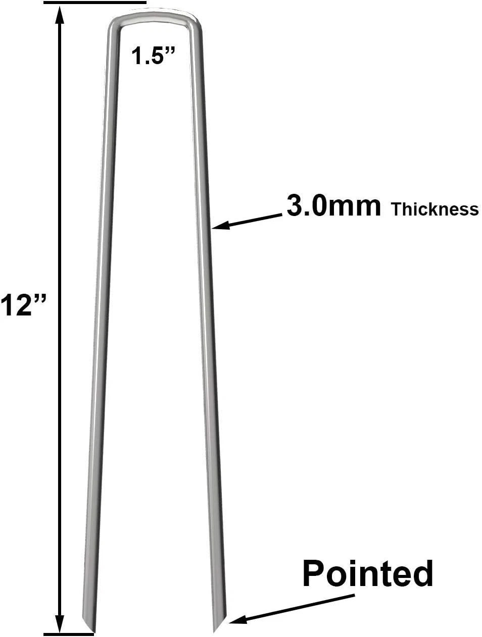 100 Pack 12-Inch Galvanized Garden Stakes for Weed Barrier & Fencing Support