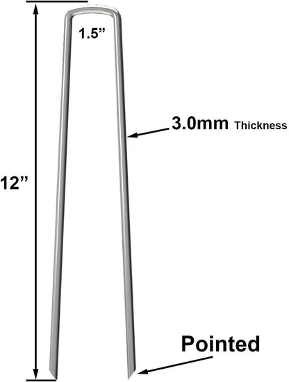 100 Pack 12-Inch Galvanized Garden Stakes for Weed Barrier & Fencing Support