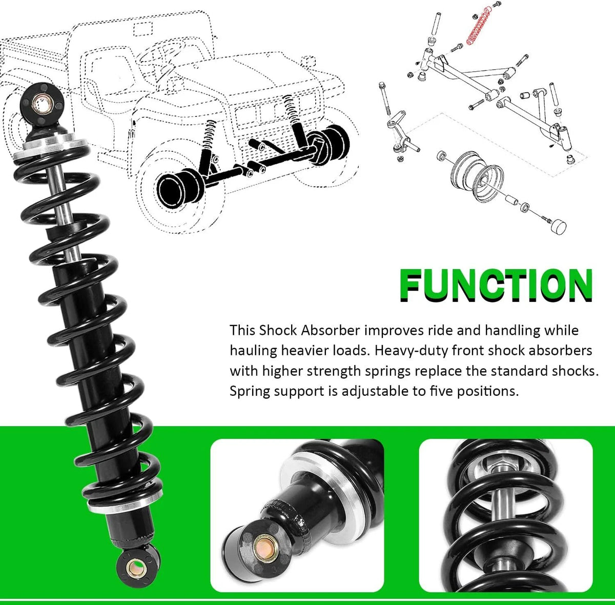Front Suspension Shock Absorber Kit for John Deere Gator TX TH TS