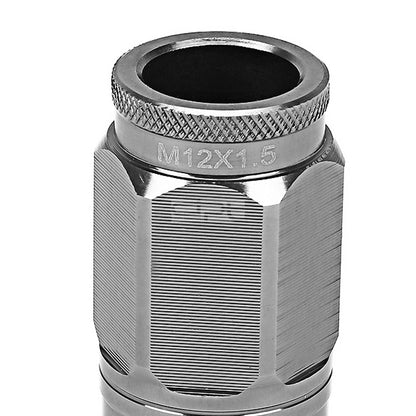 Set of 4 Open-End Aluminum Gun Metal Lug Nuts + Adapter M12x1.5 21mm OD 50mm Tall