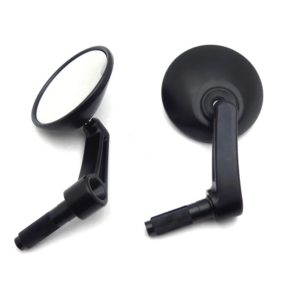 1 Pair Black Round Bar End Rearview Side Mirror for Cafe Racer