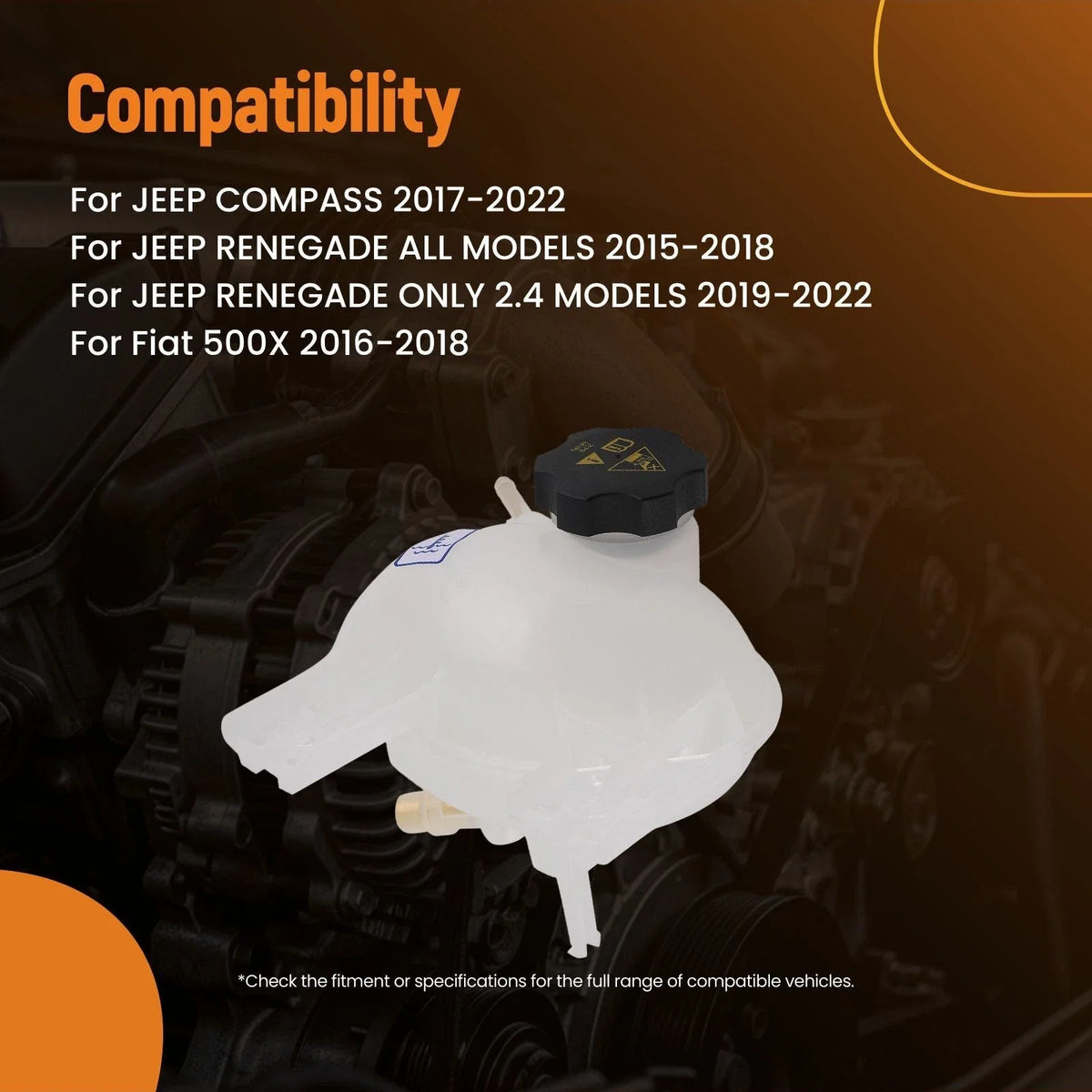 Coolant Overflow Tank for Fiat 500X/Jeep Compass Renegade (2015–2022) 53368911