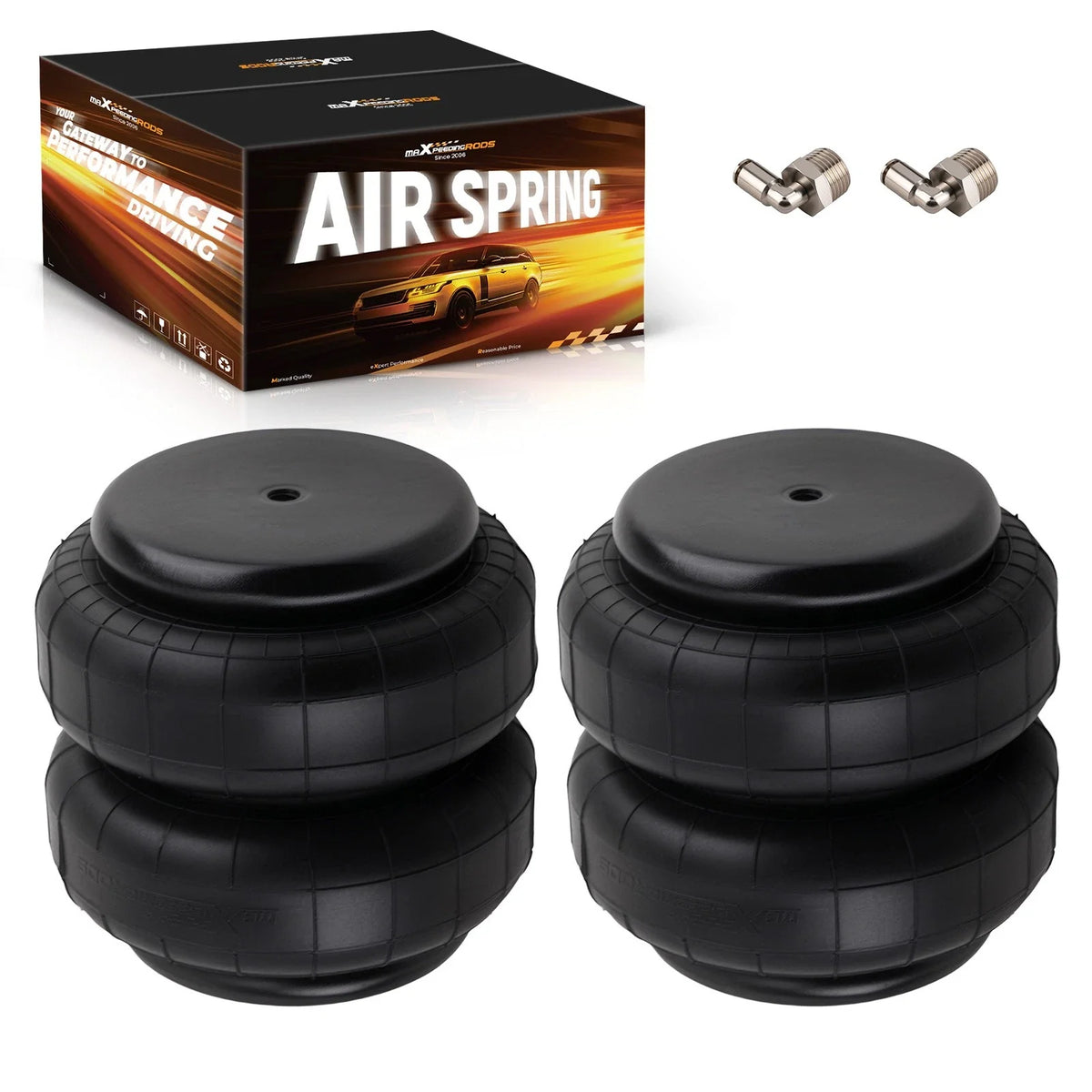 2 Packs Air Ride Suspension Bags for Standard 2500 lb (Single Port)