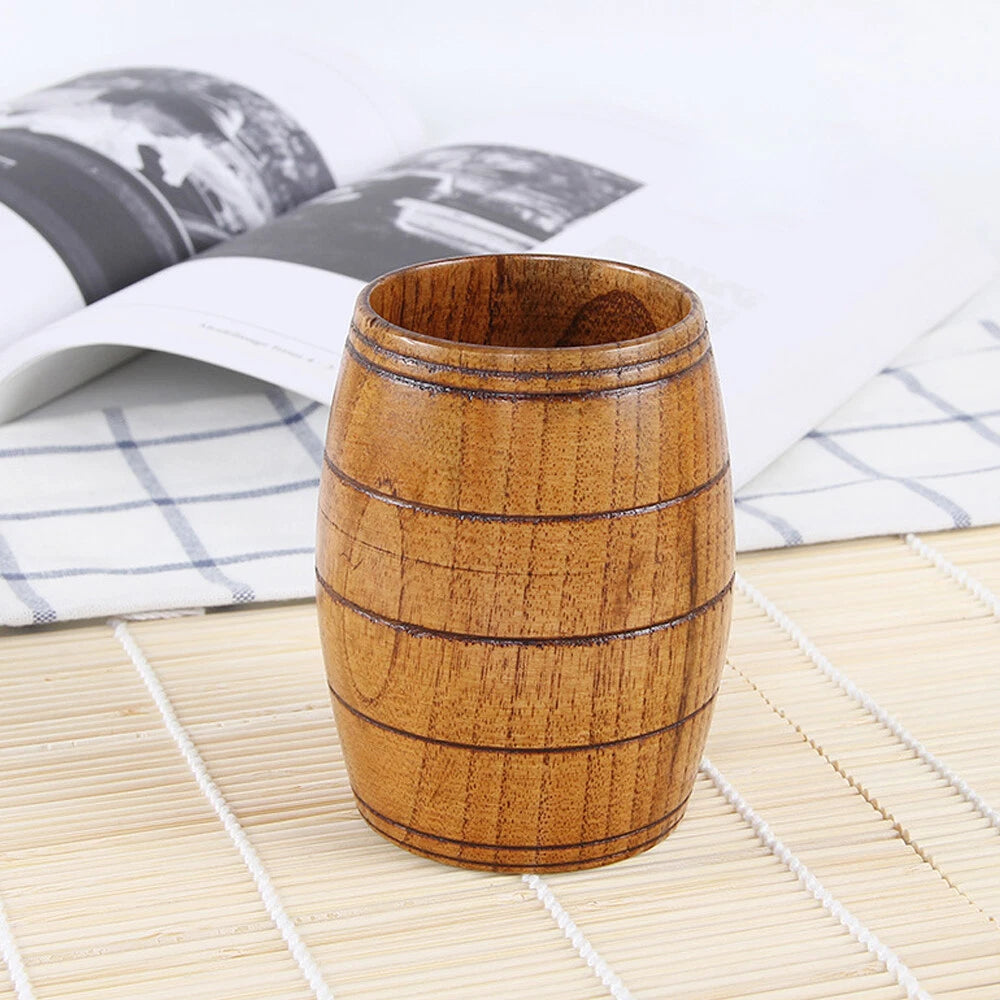 Wooden Barrel Shape Beer Tea Milk Cup for Home Kitchen Bar Pub
