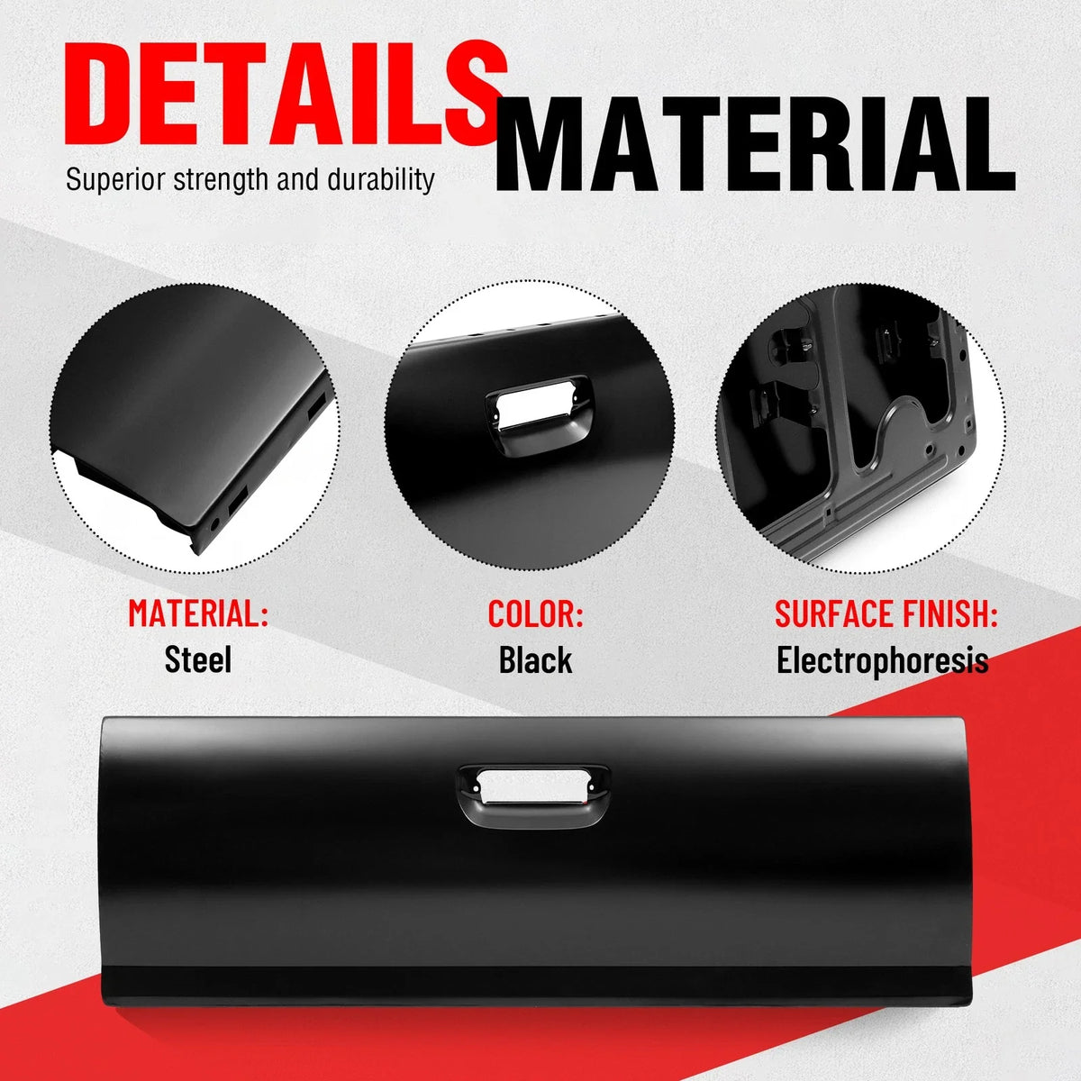 Rear Tailgate for Toyota Tacoma (2005–2015) Painted Black Steel