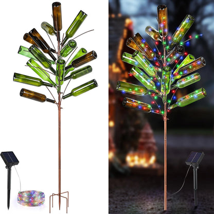 Solar Light Bottle Tree Sculpture for 4in Garden (61")
