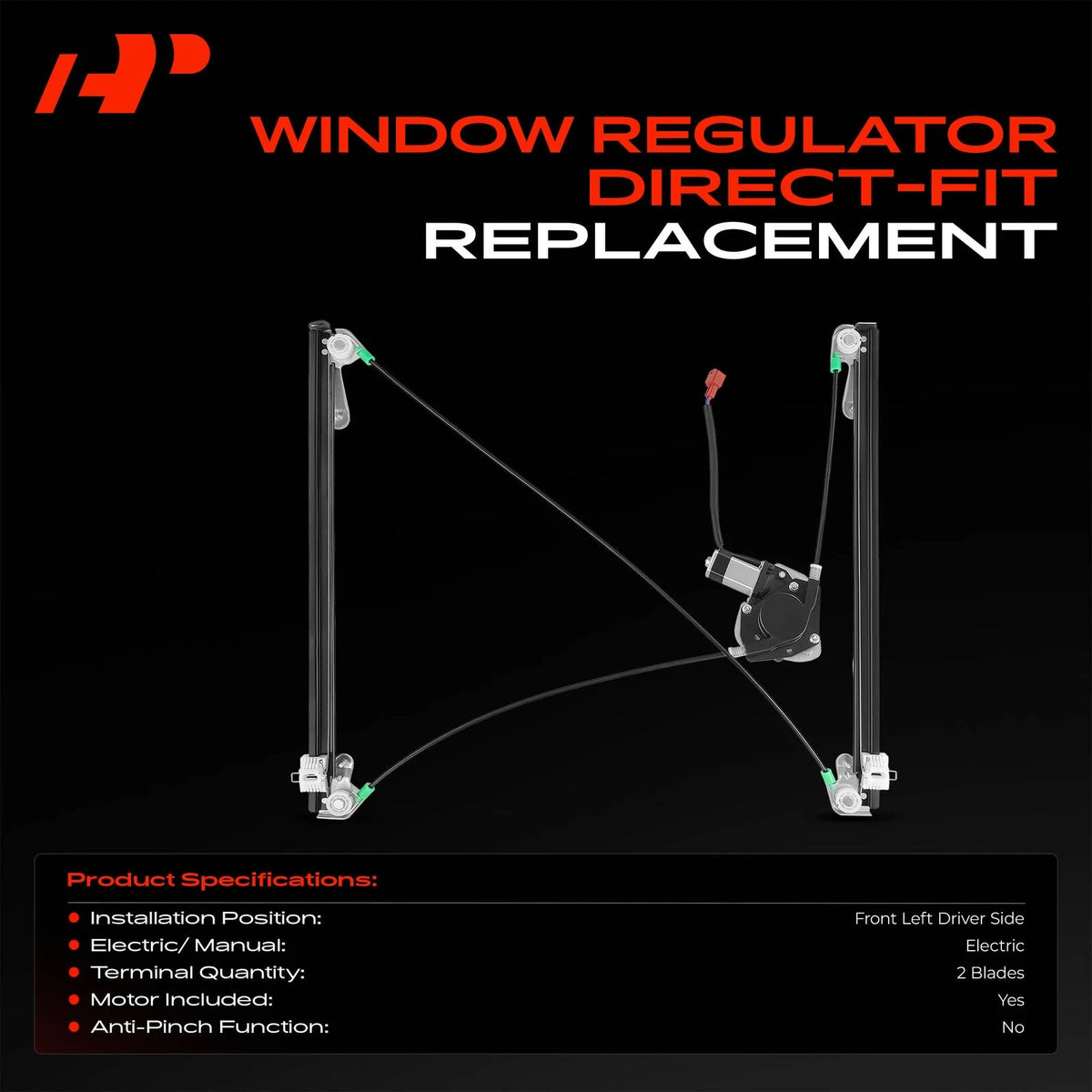 Front Left Manual Window Regulator for Dodge Chrysler (1996–2000) 741-550, 4675587AB, 741550