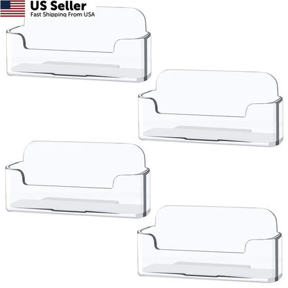 4 Pack Clear Acrylic Business Card Holder Desk Display Stand