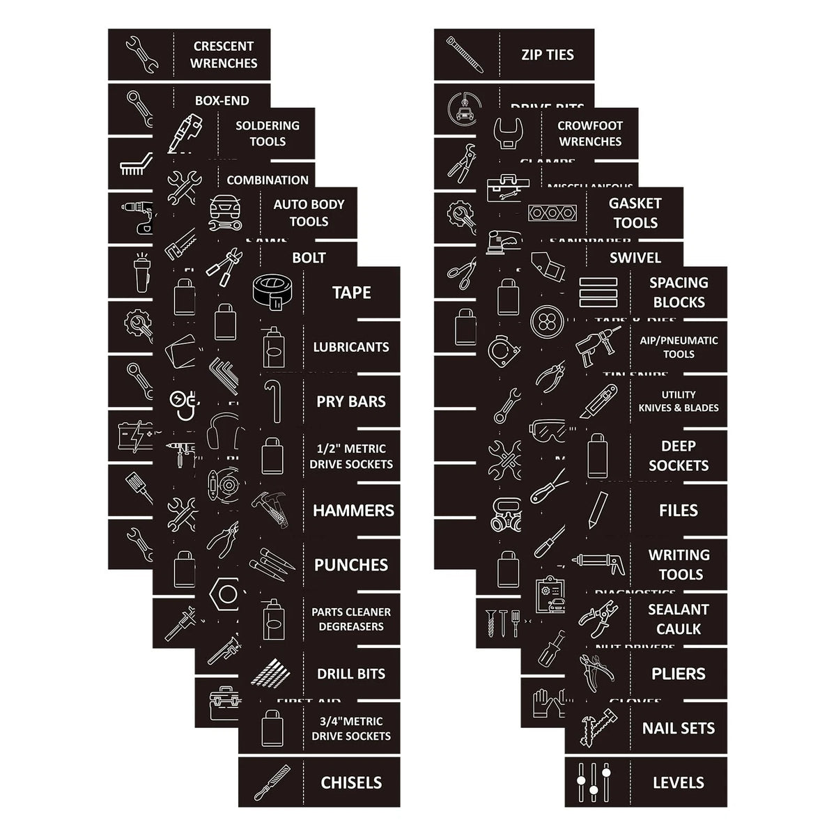 80pcs Magnetic Labels for Toolbox Organization - Large M, White, Black