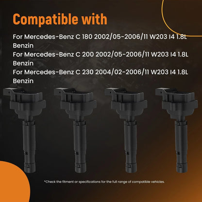 Set of 4 Ignition Coils for Mercedes C180 C200 C230 (2002–2006)