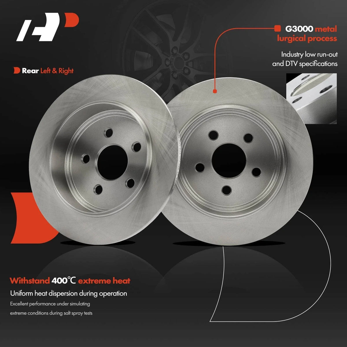 Rear Disc Brake Rotors for Chrysler PT Cruiser (2001–2003) Dodge Neon