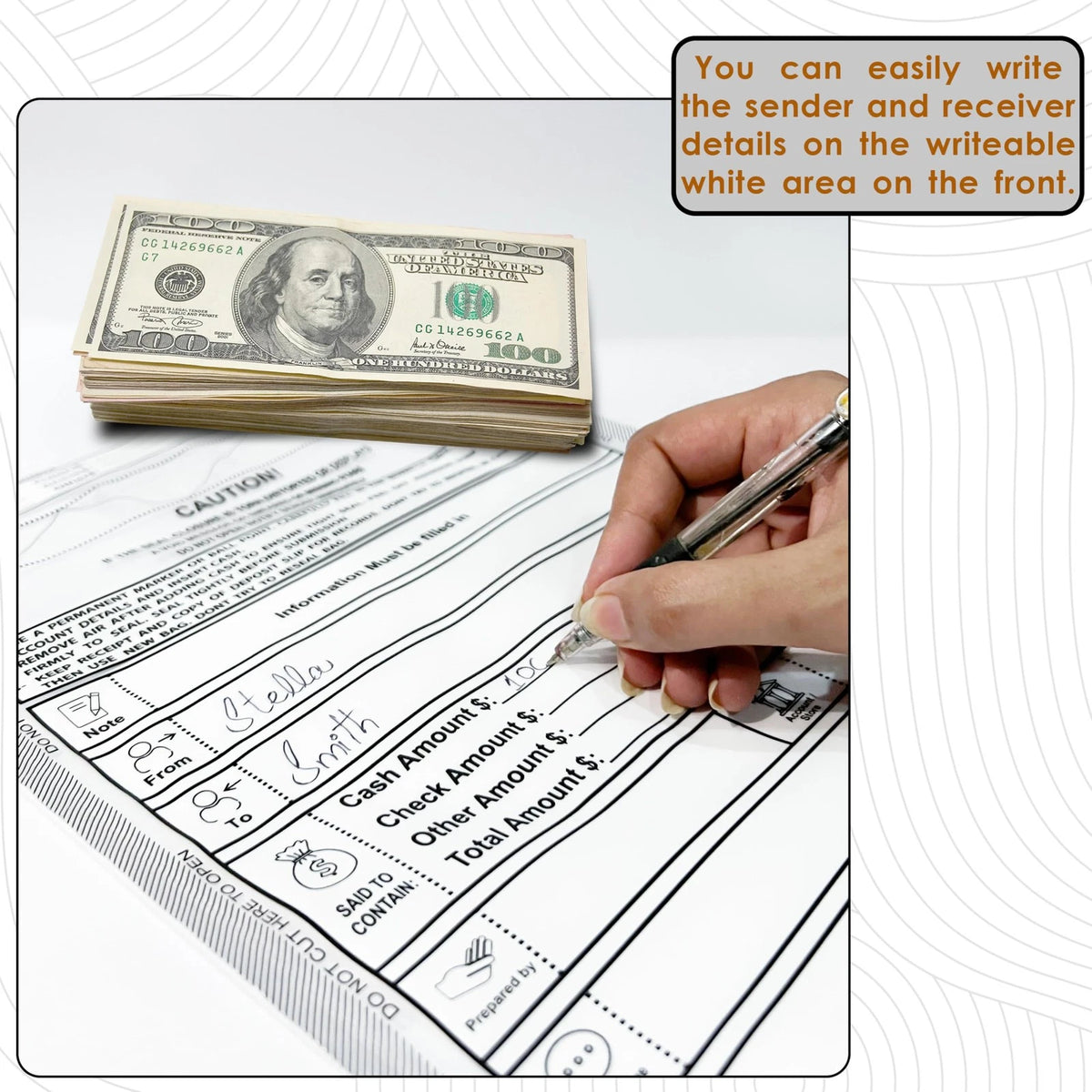 100 Pack Tamper Evident Bank Deposit Bags 9x12 for Secure Cash Cheque